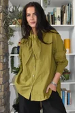Paloma Tela Neckerchief Blouse Mucky Olive